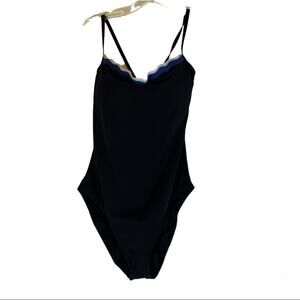 La Blanca black swimsuit one piece with ruffle neckline size 10